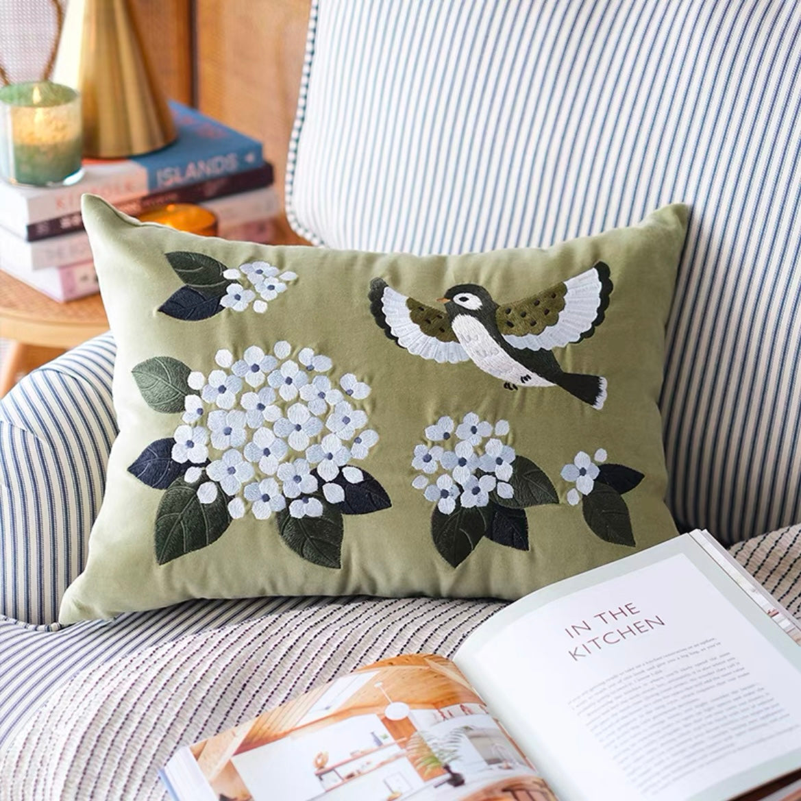 Hydrangea Cotton Velvet Cushion Cover