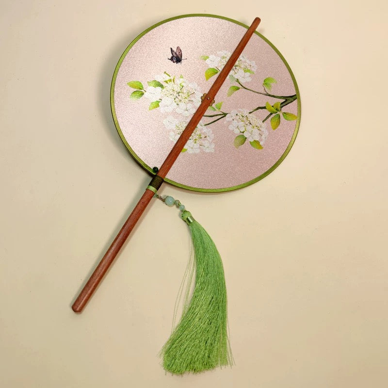 Camellia Pink Foldable Silk Fan