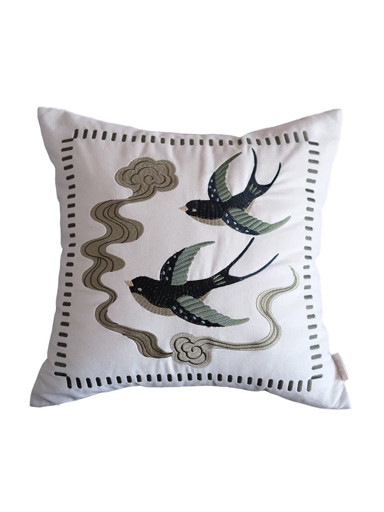Swallow Cotton Velvet Cushion Cover
