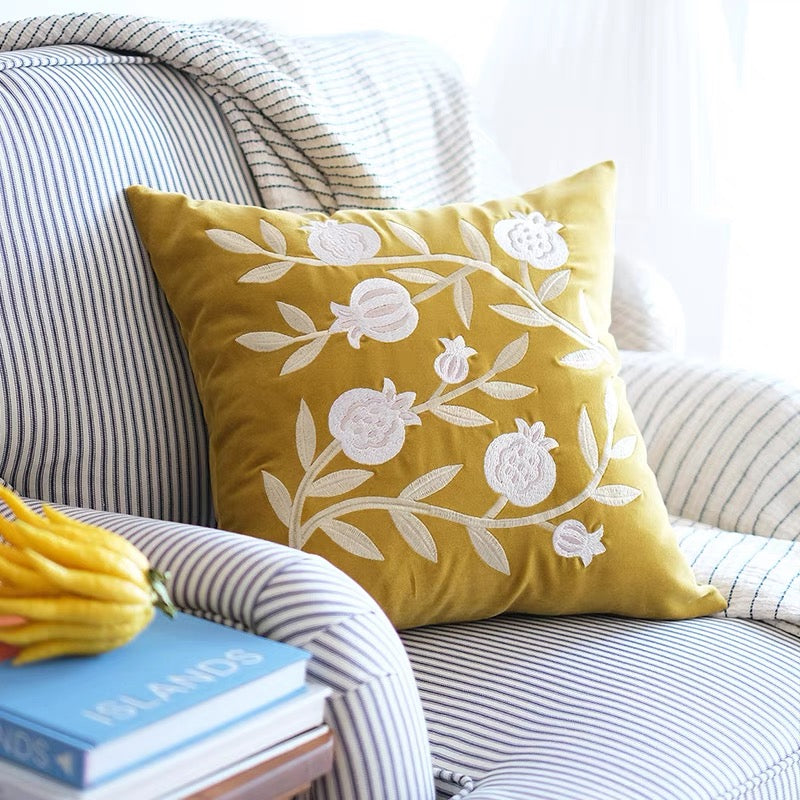 Pomegranate Cotton Velvet Cushion Cover