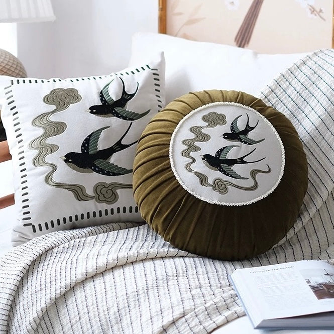 Swallow Cotton Velvet Cushion Cover