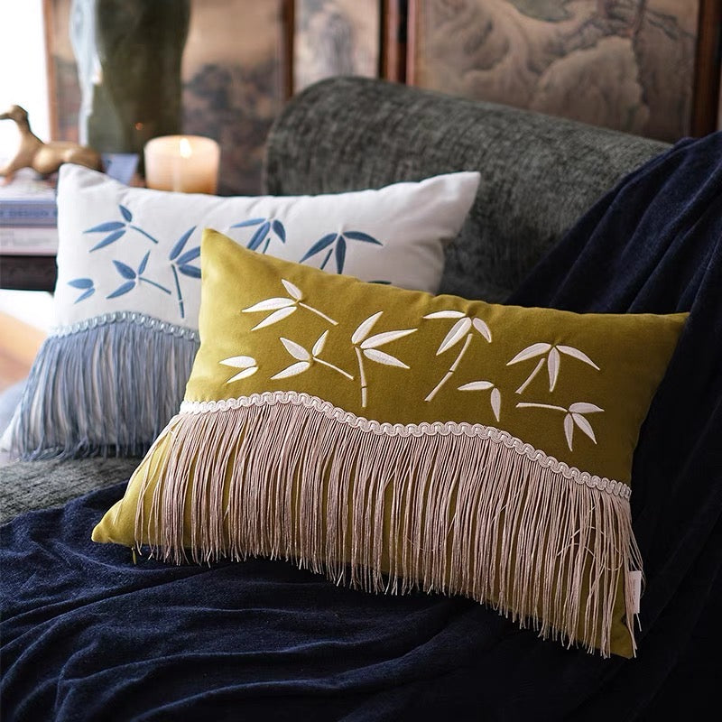 Bamboo Cotton Velvet Tassel Cushion Cover