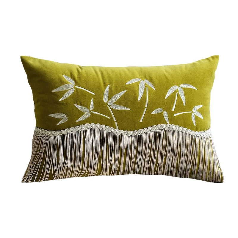 Bamboo Cotton Velvet Tassel Cushion Cover