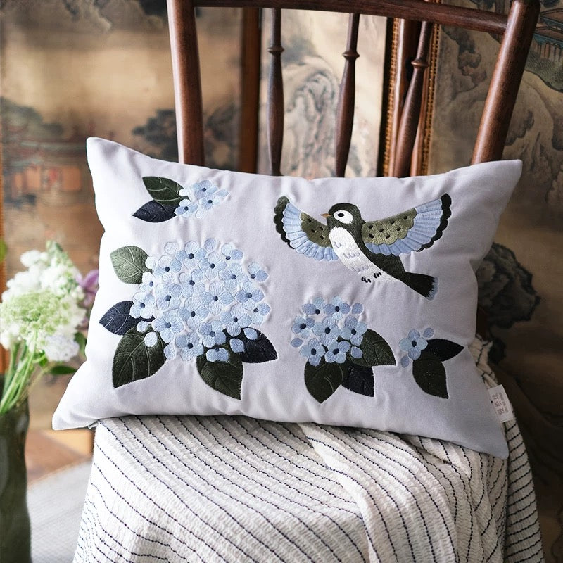 Hydrangea Cotton Velvet Cushion Cover