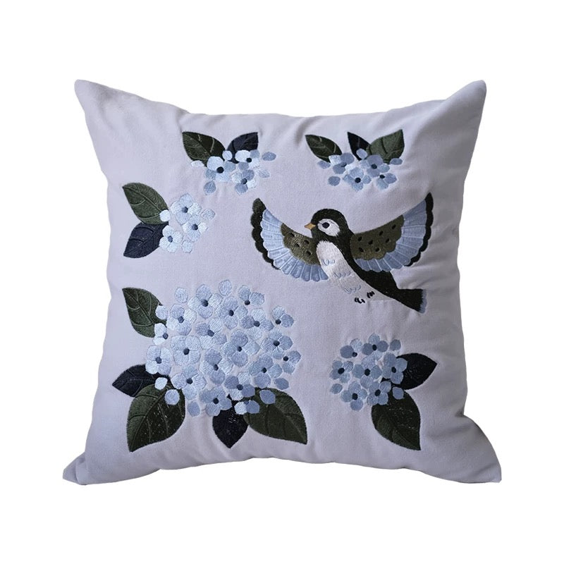 Hydrangea Cotton Velvet Cushion Cover
