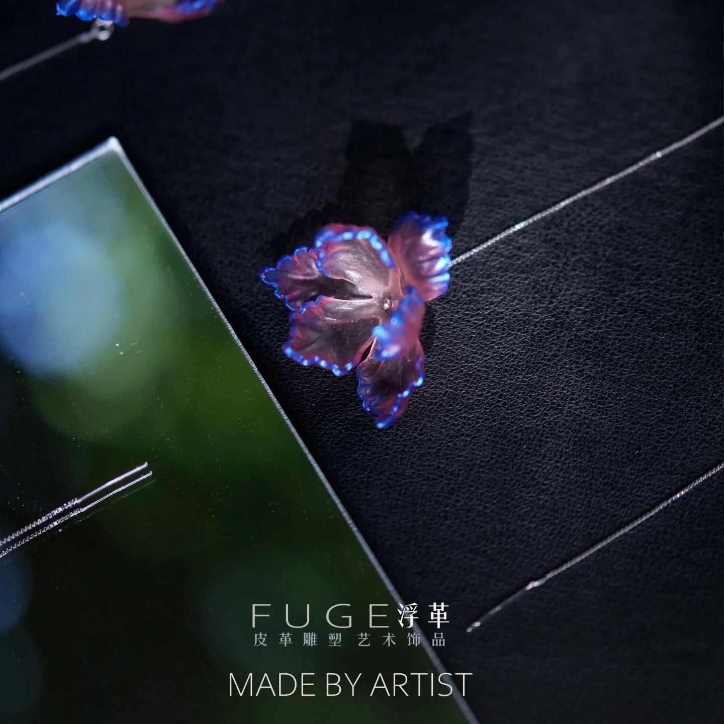 Translucent Iris Flower Leather Earrings
