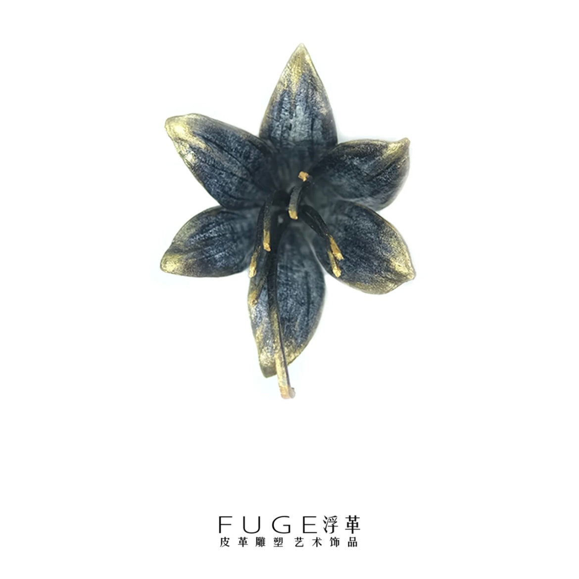 Black Tuberose Golden Tip Earring