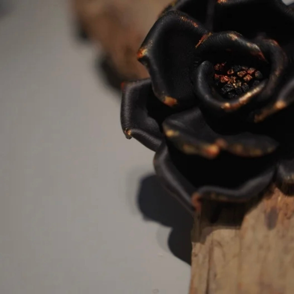 Black Rose Leather Brooch