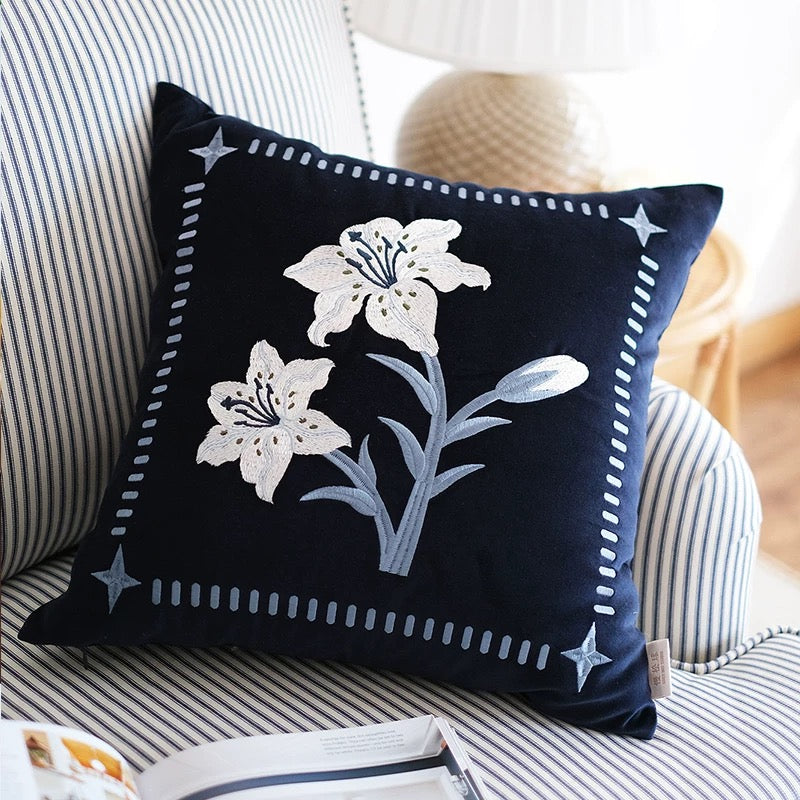 Lily Cotton Velvet Cushion Cover
