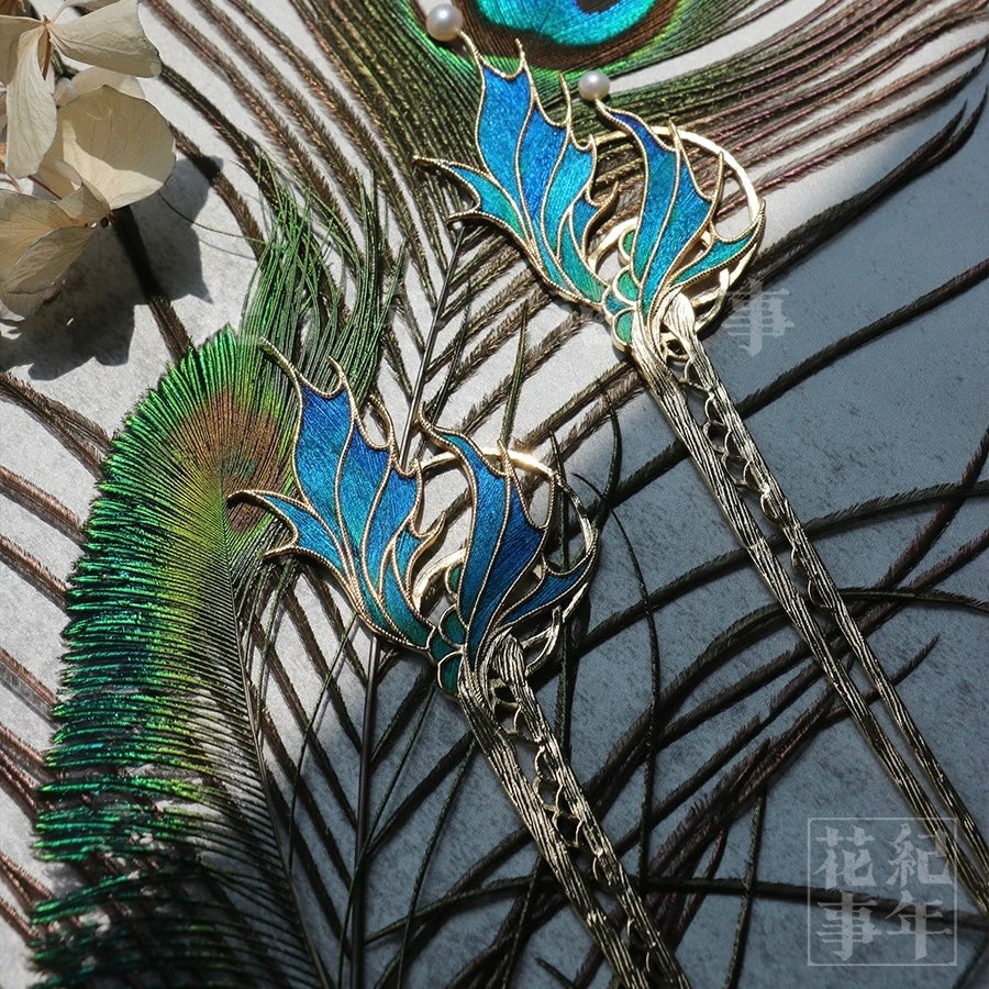 Peacock Feather Fishtail Design Hairpin