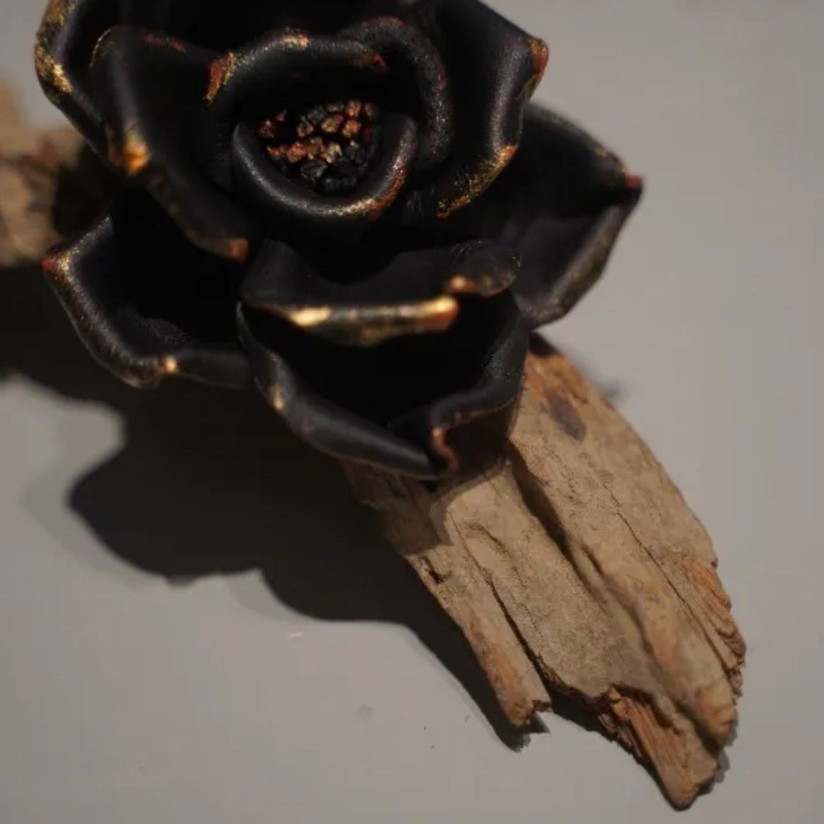 Black Rose Leather Brooch