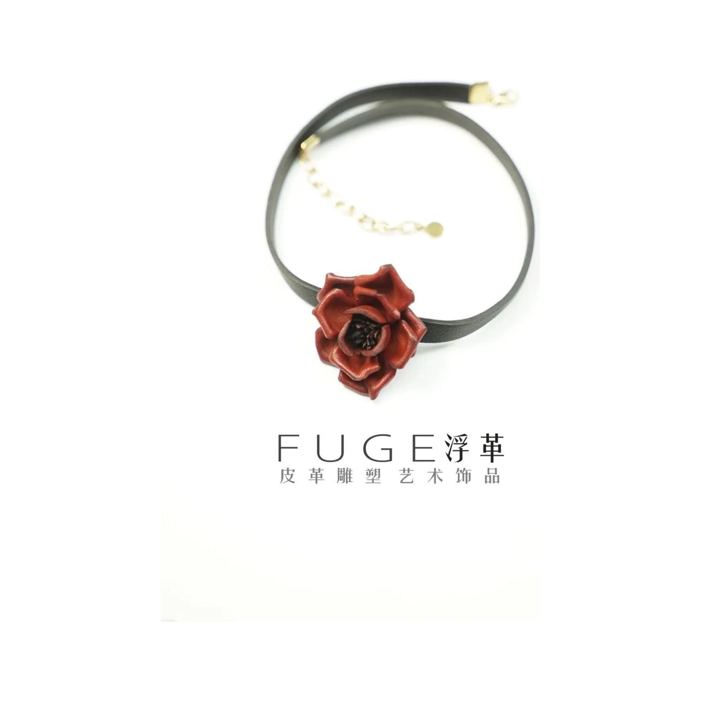 Red Rose Leather Choker