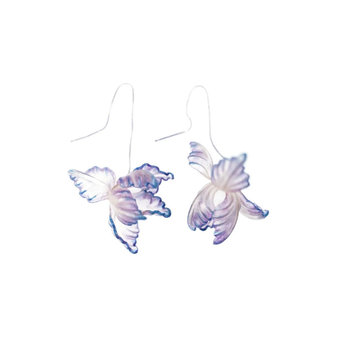 Translucent Iris Flower Leather Earrings