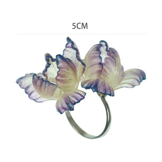 Translucent Iris Blossom Leather Ring