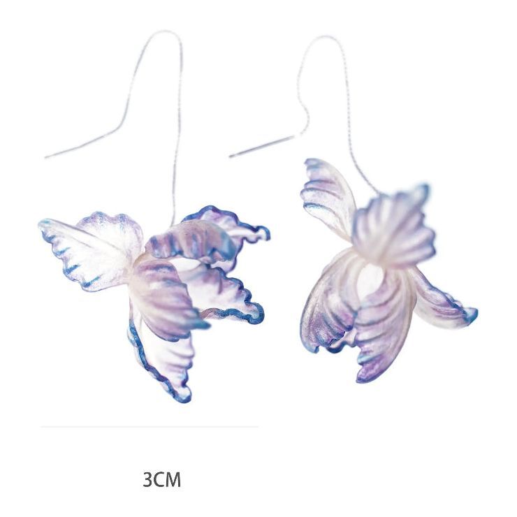 Translucent Iris Flower Leather Earrings