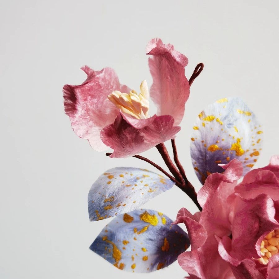 Red Peony Silk Velvet Flower Brooch