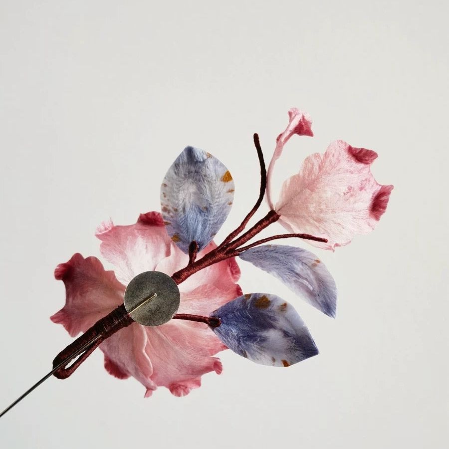 Red Peony Silk Velvet Flower Brooch