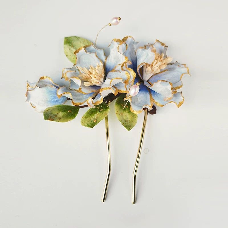 White Camellia Silk Velvet Flower Hairpin