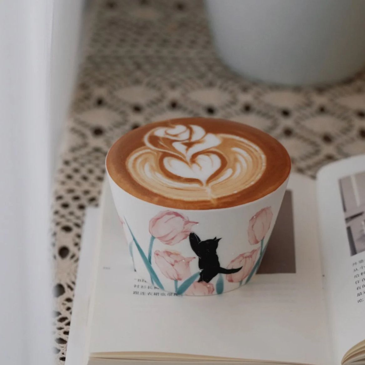 Tulip Cat Porcelain Cup & Saucer
