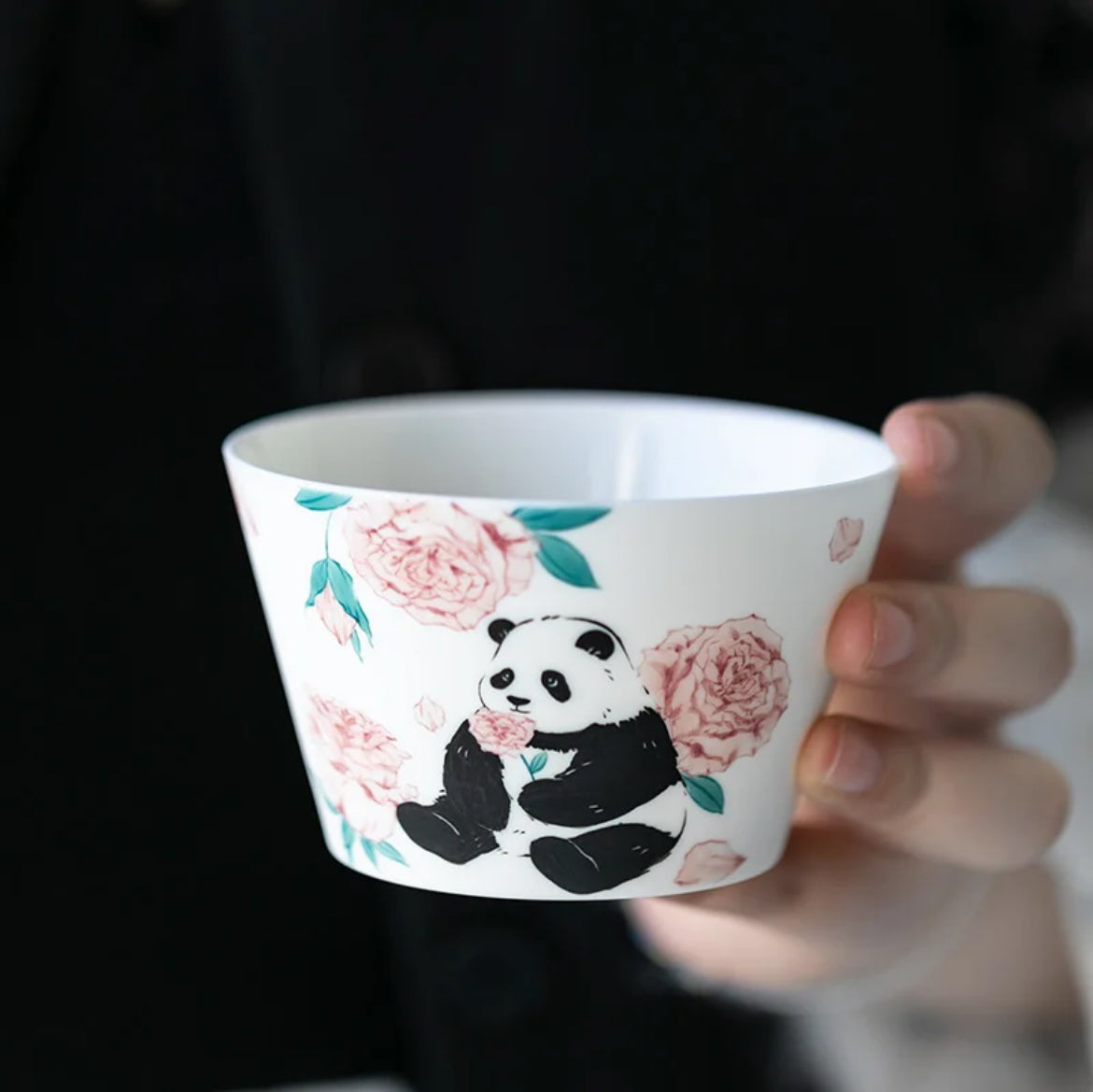 Panda China Rose Porcelain Cup & Saucer