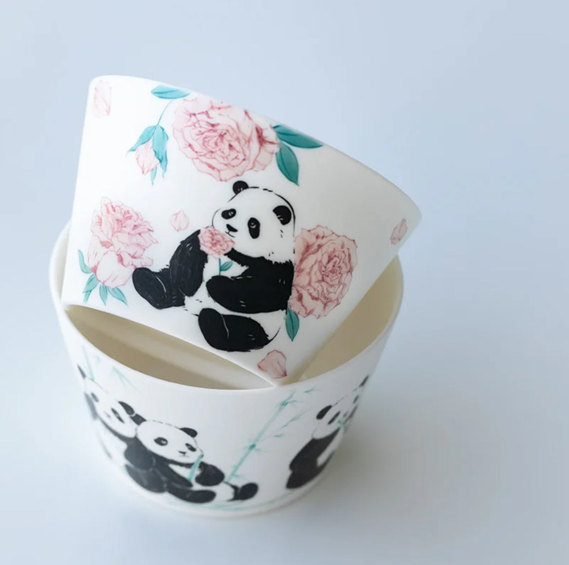 Panda China Rose Porcelain Cup & Saucer