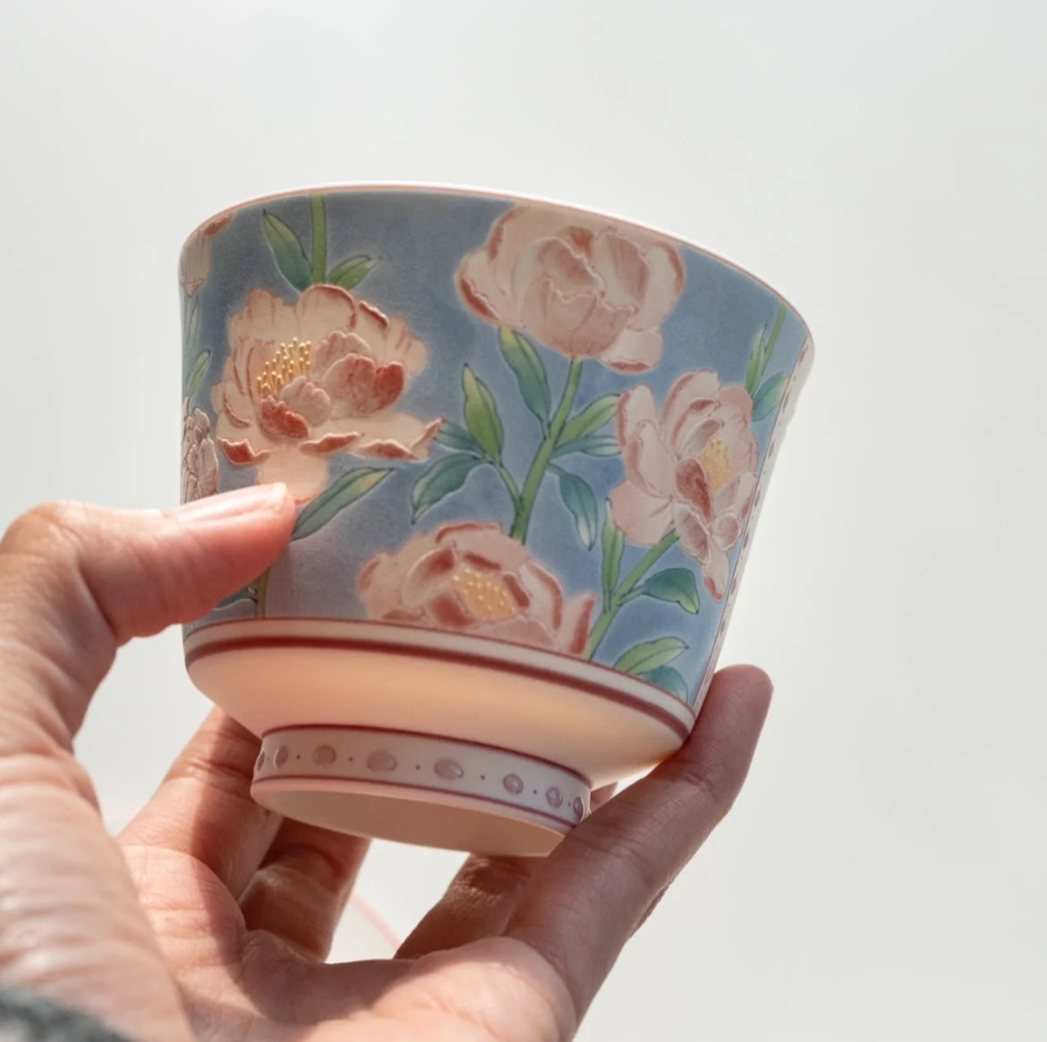 Pink Peony Porcelain Cup