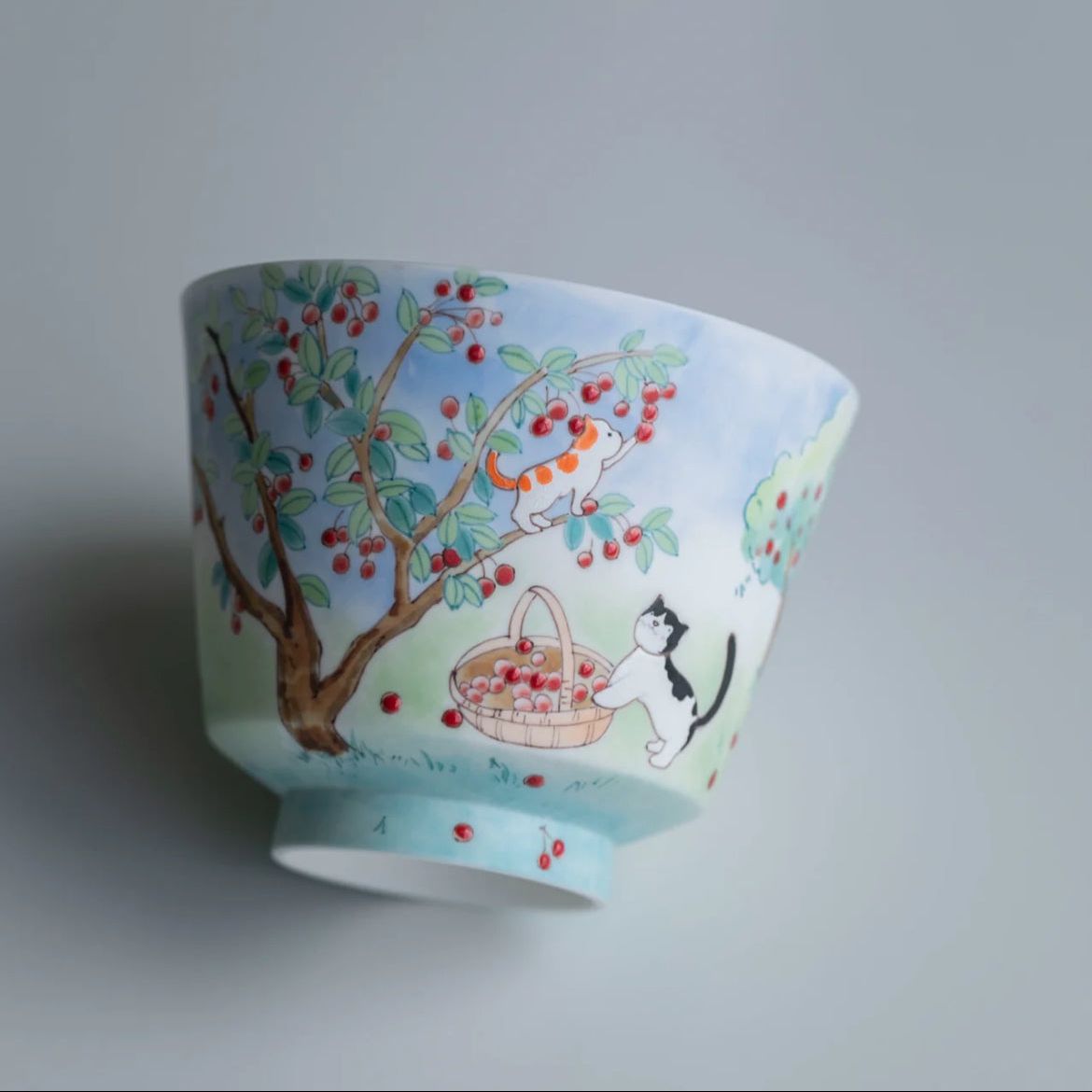 Cherry Cats Porcelain Cup