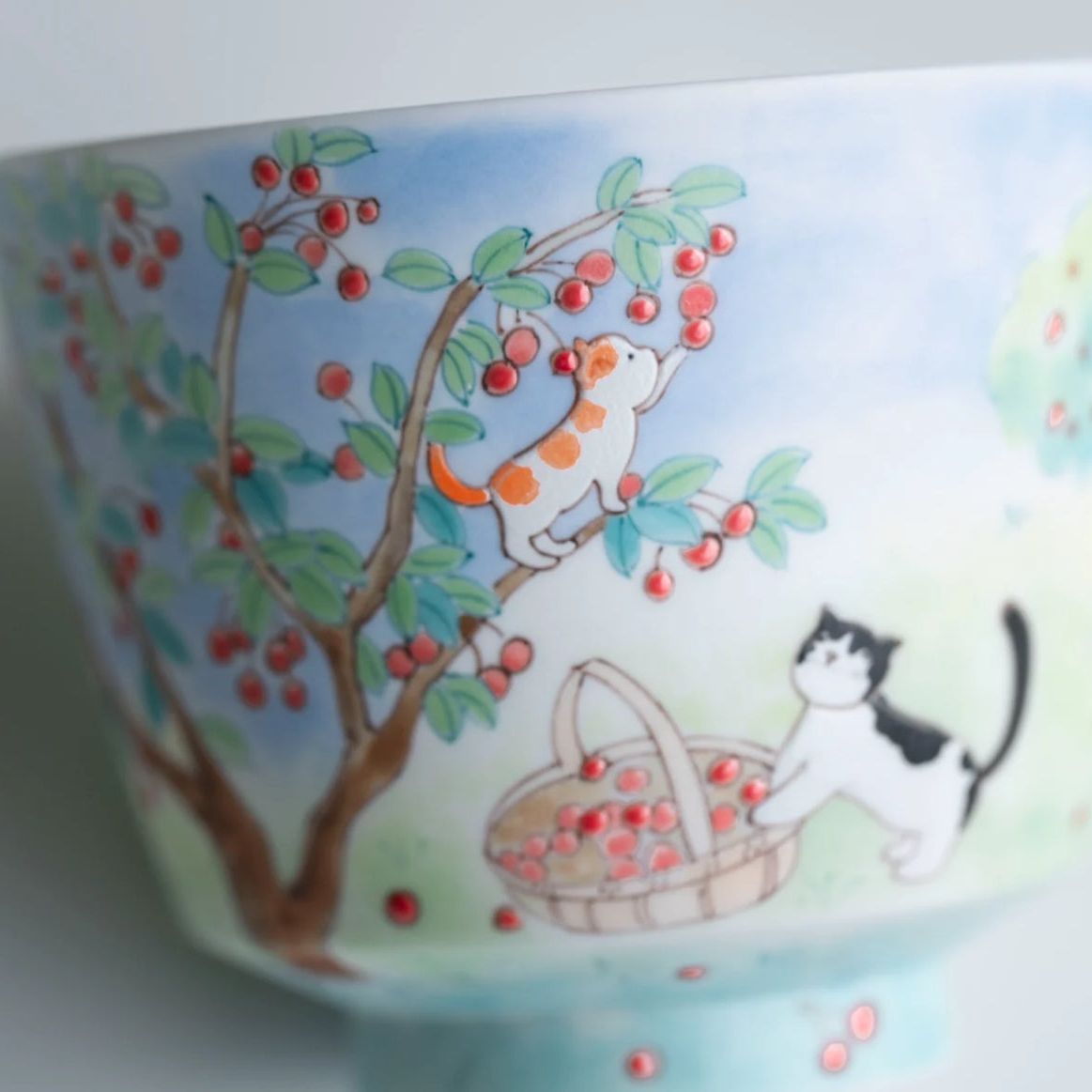 Cherry Cats Porcelain Cup