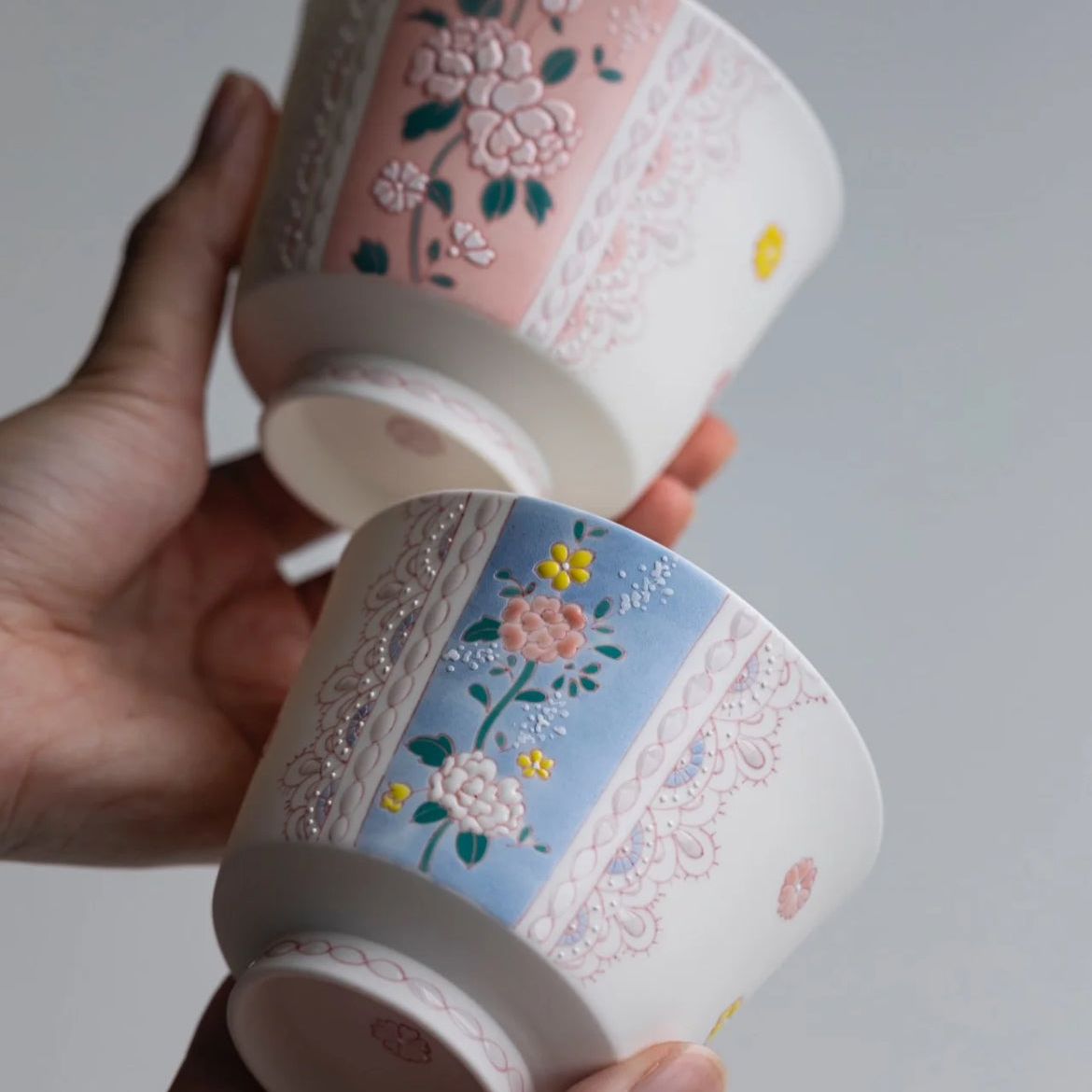 Multi-Colour Rose Porcelain Cup