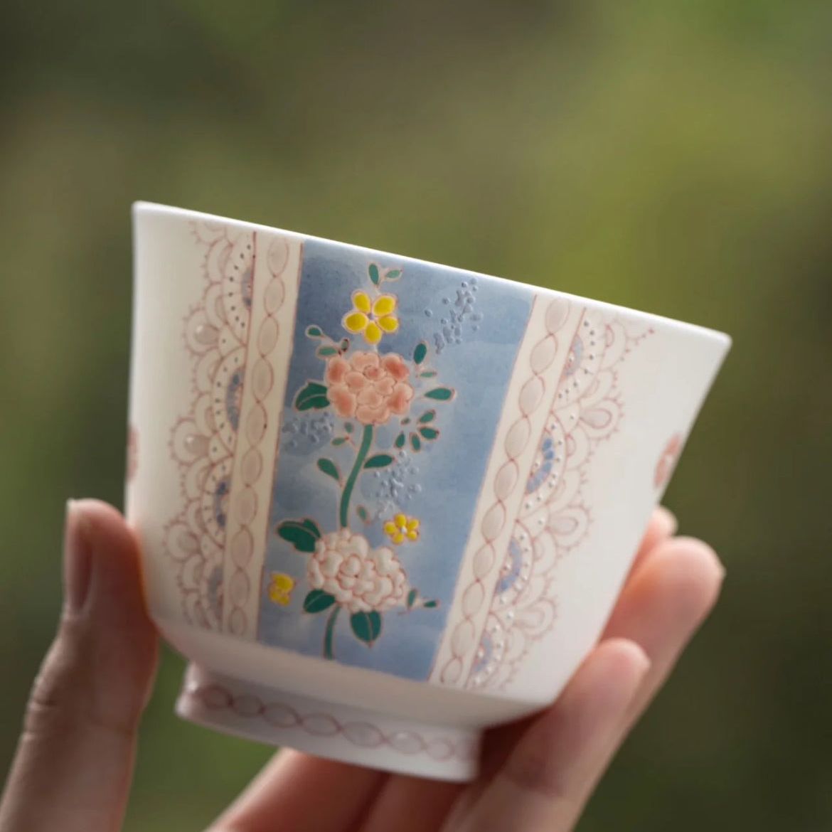Multi-Colour Rose Porcelain Cup