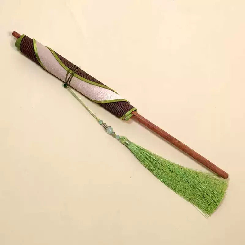 Bamboo Leaf Green Foldable Fan