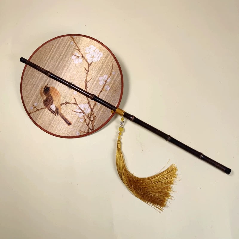 Plum Blossom Golden Foldable Fan