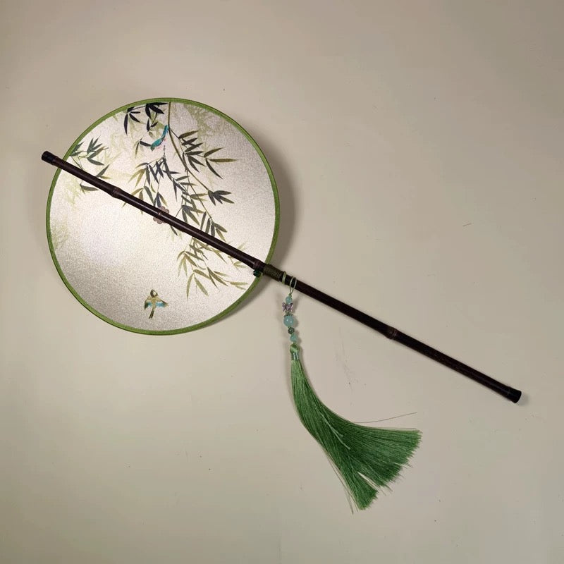 Bamboo Leaf Green Foldable Fan