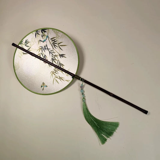 Bamboo Leaf Green Foldable Fan