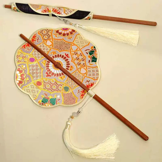 Eight Petal Golden Foldable Fan