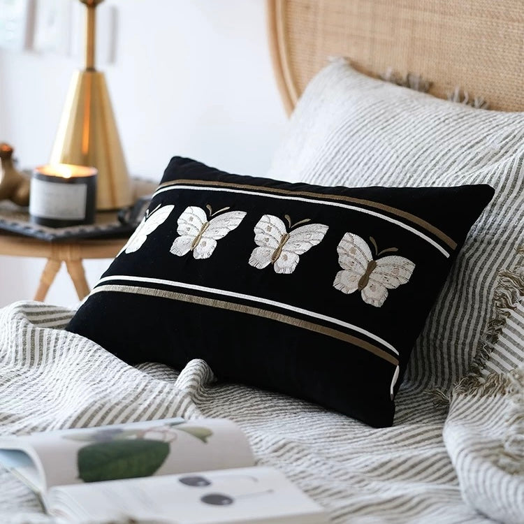 Butterfly Cotton Velvet Cushion Cover