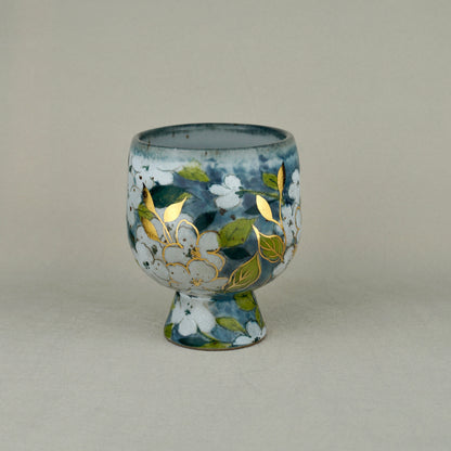 White Flower Pedestal Mug