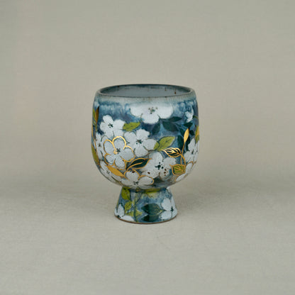 White Flower Pedestal Mug