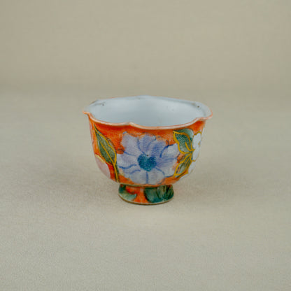 Warm Orange Floral Golden Teapot Set