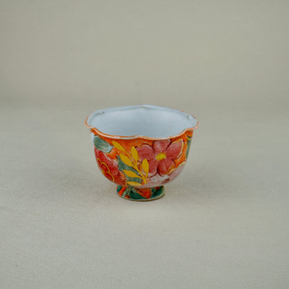 Warm Orange Floral Golden Teapot Set