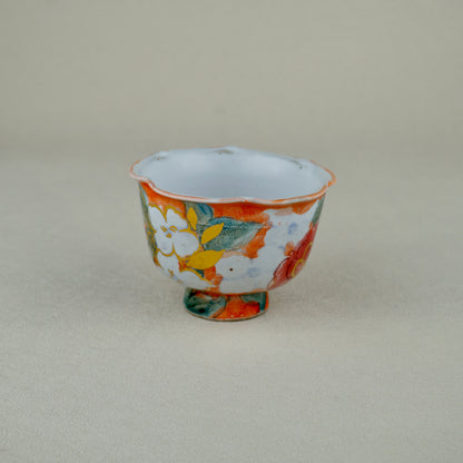 Warm Orange Floral Golden Teapot Set