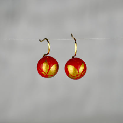 Lacquer Golden Butterfly Red Drop Earrings