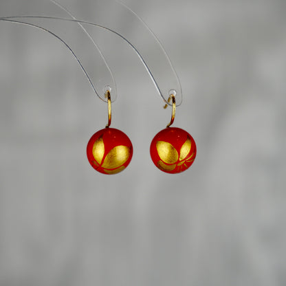 Lacquer Golden Butterfly Red Drop Earrings