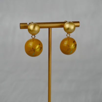 Lacquer Firefly Golden Stud Earrings