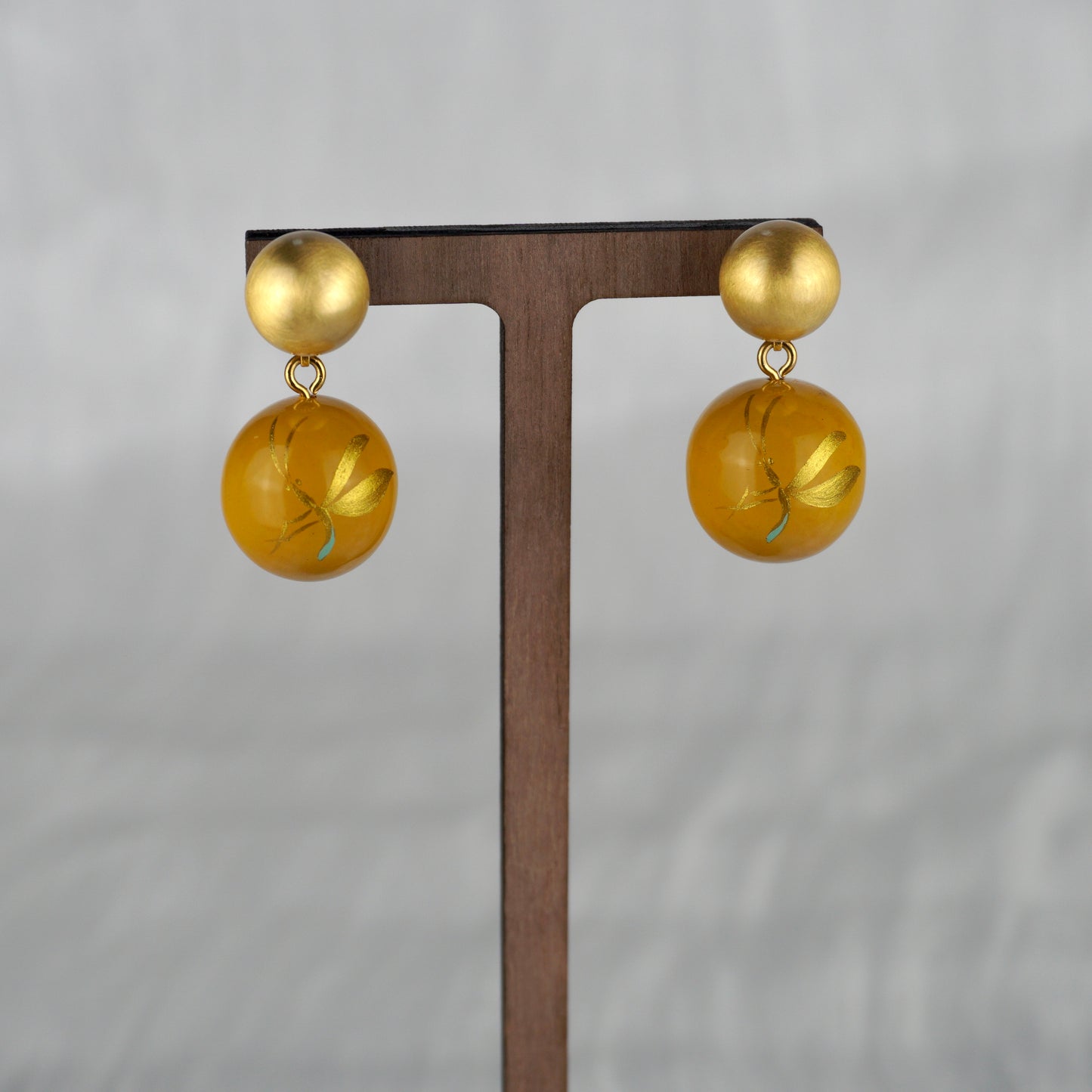 Lacquer Firefly Golden Stud Earrings
