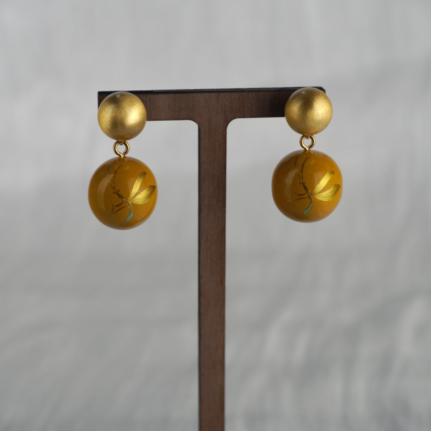 Lacquer Firefly Golden Stud Earrings