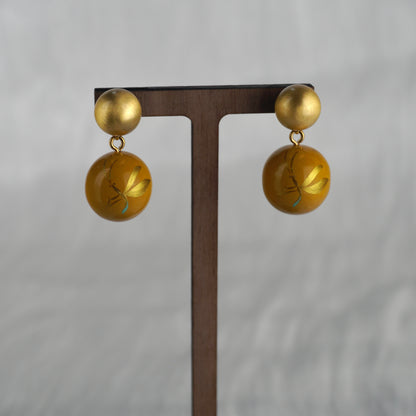 Lacquer Firefly Golden Stud Earrings