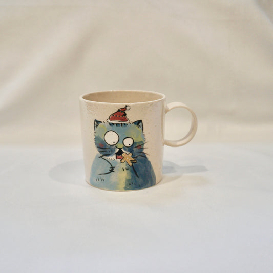Ceramic Mug with Christmas cat and gingerbread man
