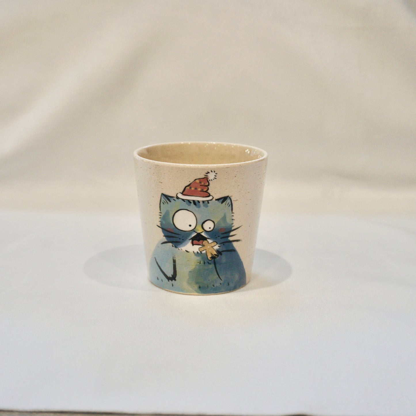 Ceramic Mug with Christmas cat and gingerbread man