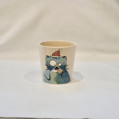 Ceramic Mug with Christmas cat and gingerbread man